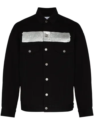 Givenchy logo-print denim jacket - men - Cotton - L - Black
