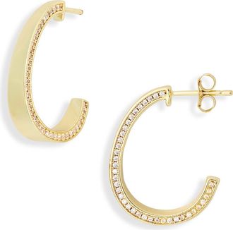 Nordstrom Rack Cubic Zirconia Side Inset J Hoop Earrings in Clear- Gold at Nordstrom Rack