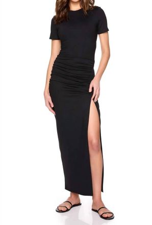Susana Monaco Side Gathered Side Slit Maxi Dress In Black