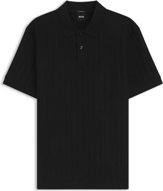 BOSS Vertical-stripe polo shirt in mercerised cotton