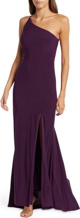 Jump Apparel One-Shoulder Side Cutout Gown in Eggplant at Nordstrom, Size 11