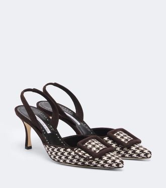Manolo Blahnik Mayslibi houndstooth slingback pumps
