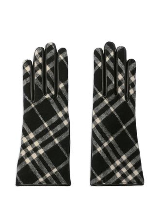 Burberry check-pattern gloves - women - Leather - 7.5 - Black