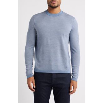Emporio Armani Geo Pattern Wool Sweater in Solid Dark Blue at Nordstrom, Size Xx-Large