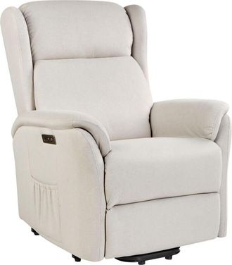 Beliani Beliani - Modern Fabric Recliner Lift Function Electric Armchair Light Beige Elegy