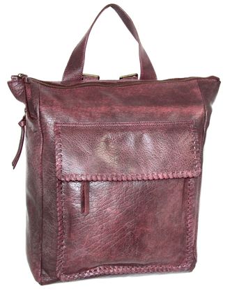Nino Bossi Aviator Leather Backpack Purse in Burgundy