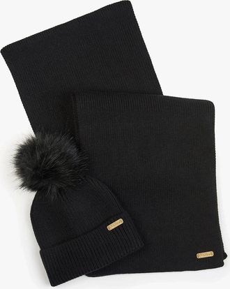 Barbour Womens Barbour MALLORY BEANIE & SCARF Womens Gift Set Black - Size: ONE size