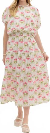 Entro Floral High Waist Midi Skirt In Multi