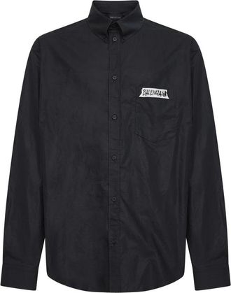 Balenciaga Casual Shirts, male, Black, Size: M Masking Tape Long Sleeve Shirt