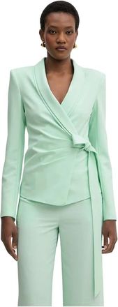 Patrizia Pepe Crepe Blazer met ceintuur - Dames - Blazers - Groen - M - Leer - Jassen