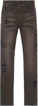 Rta Bryant Skinny Jeans in Mocha Drift Cross Patch at Nordstrom, Size 29