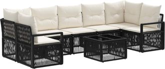 vidaXL Conjunto De Sof&aacute;s De Jard&iacute;n 8 Uds. Negro Rat&aacute;n Sint&eacute;tico Vidaxl