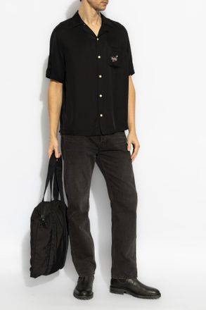 AllSaints Satin Shirt Lovers, Mens, Black