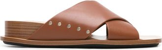 Fabiana Filippi stud-detailed leather slides - women - Calf Leather - 37.5 - Brown