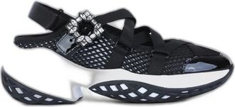 Roger Vivier Viv Run Sneakers met Juwelenversiering - Dames - Schoenen - Zwart - Maat: 39 EU Leer