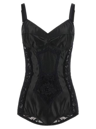 Dolce & Gabbana Black Lace Sweet Heart Neck Top