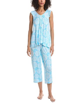 Ellen Tracy 2Pc Top & Cropped Pant Pajama Set