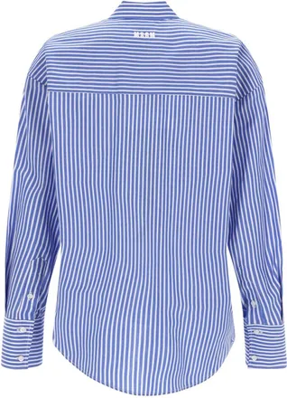 Msgm Logo Cotton Shirt - Blue
