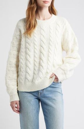 All in Favor Oversize Cable Knit Sweater in Ivory at Nordstrom Rack, Size X-Large
