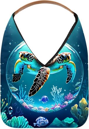 Generic Turtle Crystal Ball Reusable Lightweight Grocery Bags - Foldable Into Compact Pouch, Washable & Sturdy, Multipurpose for Shopping and Travel