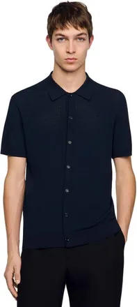 Sandro Openwork shirt in Navy Blue at Nordstrom, Size Xx-Large