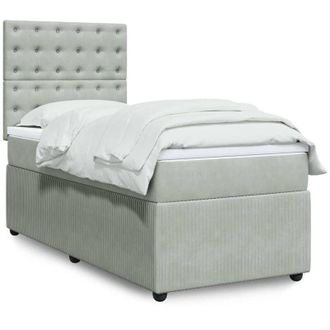 vidaXL Cama Box Spring Con Colch&oacute;n Terciopelo Gris Claro 100x200 Cm Vidaxl