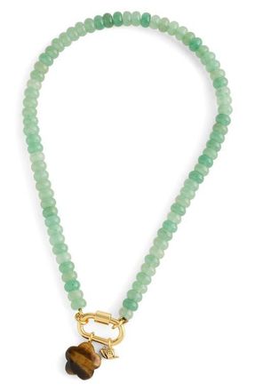 Madewell Snail Carabiner Beaded Necklace in Antique Jade at Nordstrom