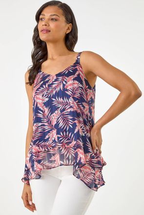 Roman Metallic Leaf Layered Cami Top