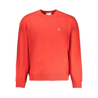 Calvin Klein Sweatshirts, male, Red, Size: 2XL Cotton Crew Neck Sweatshirt