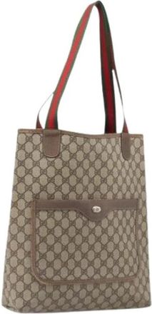 Gucci Pre-owned PVC Tote Bag - Dames - Vintage Shopper - Bruin - ONE Size - Leer - Vintage