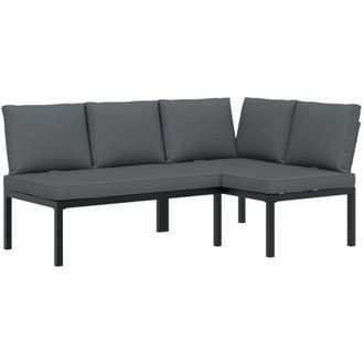 vidaXL Set De Sof&aacute;s De Jard&iacute;n Con Cojines 2 Piezas Aluminio Negro Vidaxl