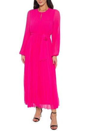 Marina Rossini Front Keyhole Long Sleeve Maxi Dress in Fuchsia at Nordstrom Rack, Size Large