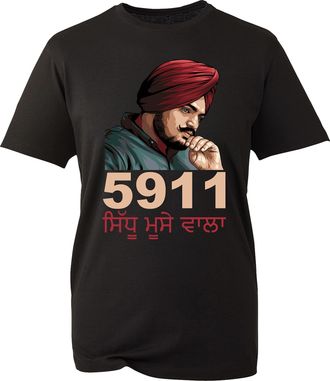 Generic Sidhu Moose Wala 5911 Song T-Shirt Legendary Punjabi Singer 1993-2022 UnisexTee Top (Black, 3 Years)