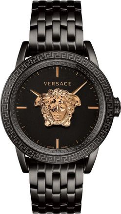 Versace Empire Herenhorloge Zwart Staal 3D Medusa Logo - Heren - Horloges - Zwart - ONE Size - Accessoires