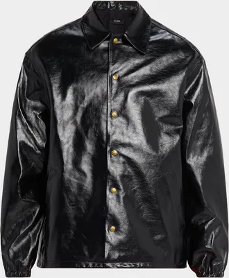 Willy Chavarria Men & apos;s Leather Coach Jacket