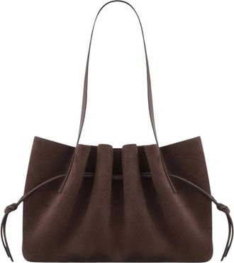 Yuzefi La Scallop Shoulder - Dames - Schoudertassen - Grijs - ONE Size - Leer - Tassen