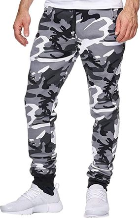 Generic Mens Camouflage Joggers: Mens Sweatpants Loose Fit Men Camo Gym Joggers Multi-Pocket Running Trousers Combat Camouflage Work Pants Plus Size Camouflag