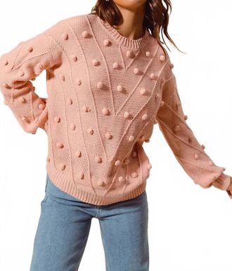 So Me Pom Pom Textured Knit Sweater Top In Blush
