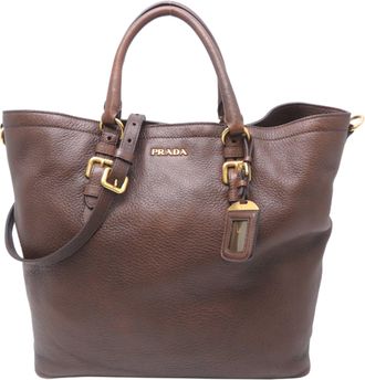 Prada Brown Leather Tote Bag (Pre-Owned)