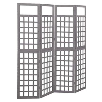 vidaXL 4-Panel Room Divider/Trellis Solid Fir Wood Gray 63.4x70.9