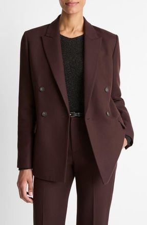 Vince Double Breasted Blazer in Black Grape at Nordstrom, Size 8