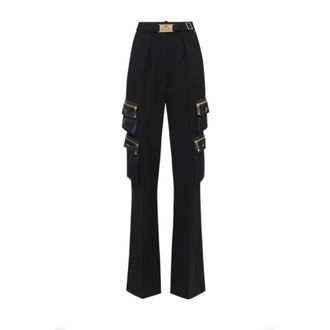 Elisabetta Franchi Wide Trousers, female, Black, S, Stylish Trousers for Everyday Wear