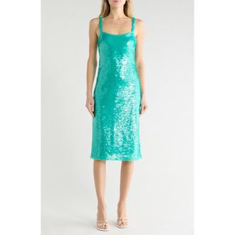 L'agence Gabin Sequin Midi Dress in Bright Jade at Nordstrom Rack, Size 00