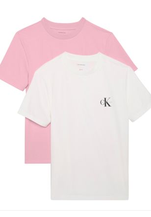 Calvin Klein Jeans T-Shirt CALVIN KLEIN JEANS A- Logo CN 2 Pack Tee, Damen, Gr. XXL (46), rosa (pink, wei&szlig;), Single Jersey, Obermaterial: 100% Baumwolle, unifarben, regu