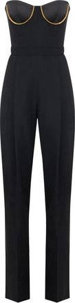Elisabetta Franchi Jumpsuits & Playsuits, Dames, Zwart, S, Satijn, Gabardine Jumpsuit