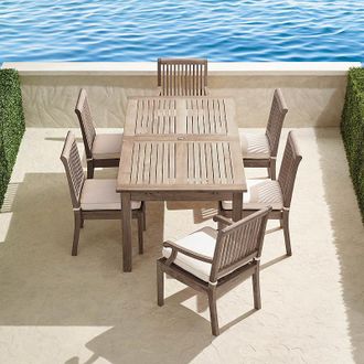 Frontgate Cassara 7-pc. Rectangular Dining Set in Weathered Teak - Frontgate