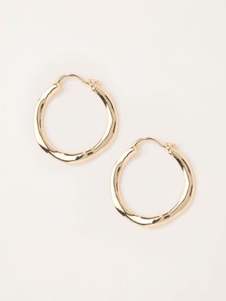 Fat Face FatFace Gold Tone Hammered Hoop Earrings