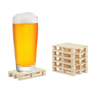 Relaxdays Relaxdays - 48 Posavasos Palet, Posa Vasos Originales Para Tazas, Copas Y Vasos, Bar, Madera, 2 X 12 X 8 Cm, Marr&oacute;n
