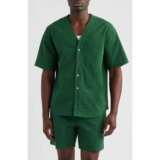 Imperfects Mr. Lynchs Benny Short Sleeve Seersucker Button-Up Jersey in Irish Racing Green at Nordstrom, Size Xx-Large