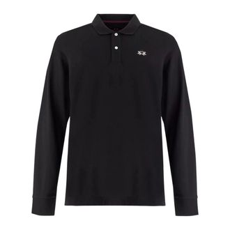 La Martina Polo a maniche lunghe in piquet stretch - - Tops - Uomo - Nero - M